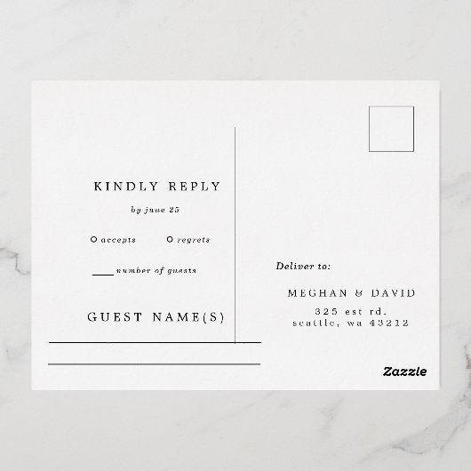 Rustige Waterverf Zonnestrand Zee Wedding Rsvp Folie Uitnodiging Briefkaart (Achterkant)