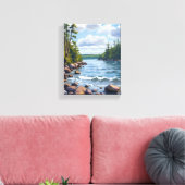 Rustige waterverfschildering van de oever van het canvas afdruk (Insitu (Woonkamer))