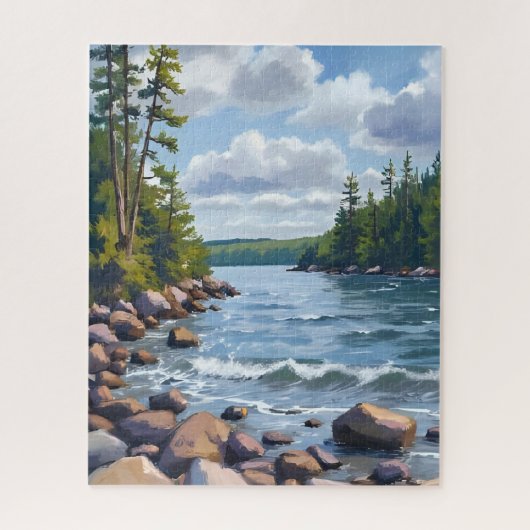 Rustige waterverfschildering van het Tahoe-meer Legpuzzel (Verticaal)