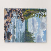 Rustige waterverfschildering van het Tahoe-meer Legpuzzel (Horizontaal)