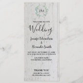 Rustige waterverven bladeren op een bruiloft met s programmakaart (Voorkant)