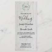 Rustige waterverven bladeren op een bruiloft met s programmakaart (Voorkant)