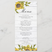 Rustige Weathered White Wood Bride Groom Sunflower Menu (Voorkant)