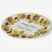 Rustige Weathered White Wood Bride Groom Sunflower Papieren Bordje (Gekanteld)