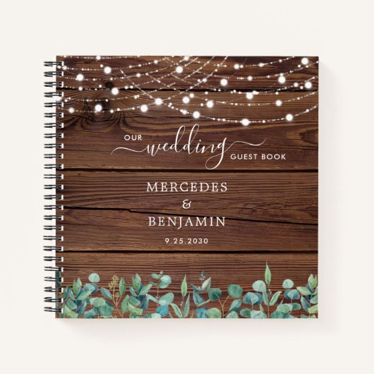 Rustige weddenschappen Eucalyptus String Lights Notitieboek (Voorkant)