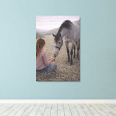 Rustige weide | Paardenkunst | Opgespannen canvas Afdruk (Insitu (Houten vloer))