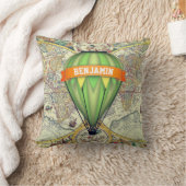  Rustige Wereldkaart Hot Air Ballon Kinder Room Kussen (Deken)
