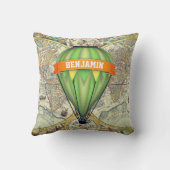  Rustige Wereldkaart Hot Air Ballon Kinder Room Kussen (Achterkant)