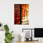 Rustige werveltrap in Mountain Lodge Cabin Poster (Thuiskantoor)