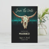 Rustige Western Jager Groene Cowboy Stier Schedel Aankondiging (Staand voorkant)