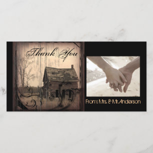 rustige western land boerderij barnbruiloft bedankkaart