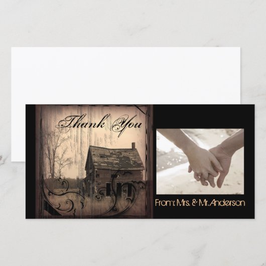 rustige western land boerderij barnbruiloft bedankkaart (Voorkant / Achterkant)