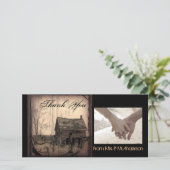 rustige western land boerderij barnbruiloft bedankkaart (Staand voorkant)