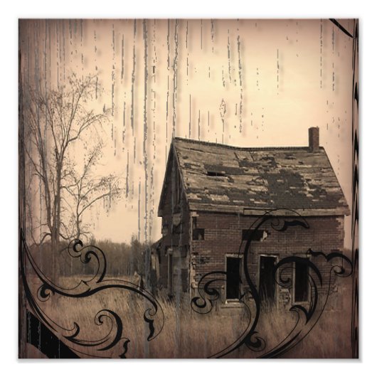 rustige western land boerderij barnbruiloft foto afdruk (Voorkant)