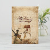 rustige western land boerderij barnbruiloft kaart (Staand voorkant)