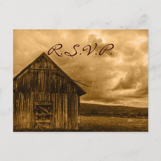 rustige western land boerderij oude barnsteenbruil uitnodiging briefkaart (Voorkant)