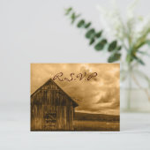 rustige western land boerderij oude barnsteenbruil uitnodiging briefkaart (Staand voorkant)