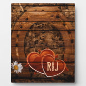 Rustige Westerne Barn Wood Hoefijzer Wedding Fotoplaat (Voorkant)