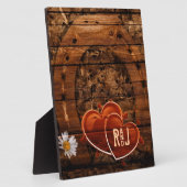 Rustige Westerne Barn Wood Hoefijzer Wedding Fotoplaat (Zijkant)