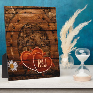 Rustige Westerne Barn Wood Hoefijzer Wedding Fotoplaat