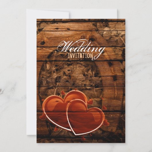 Rustige Westerne Barn Wood Hoefijzer Wedding Kaart (Voorkant)