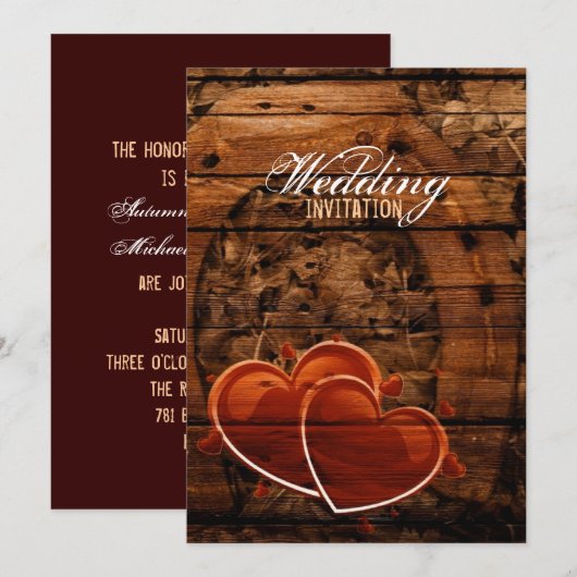 Rustige Westerne Barn Wood Hoefijzer Wedding Kaart (Voorkant / Achterkant)