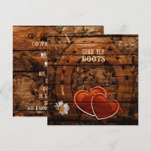 Rustige Westerne Barn Wood Hoefijzer Wedding Kaart (Voorkant / Achterkant)