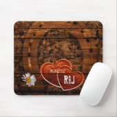 Rustige Westerne Barn Wood Hoefijzer Wedding Muismat (Met muis)