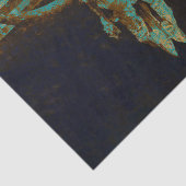 Rustige Westerne Blauwgroen bruine gouden schedel Tissuepapier (Detail)