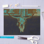 Rustige Westerne Blauwgroen bruine gouden schedel Tissuepapier (Craft)