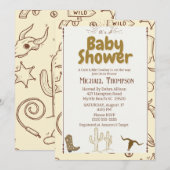 Rustige Westerne Boho Cowboy Baby shower Party Kaart (Voorkant / Achterkant)