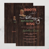 Rustige Westerne Boots & Bling Bachelorette Party Kaart (Voorkant / Achterkant)