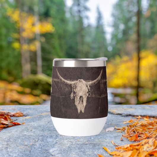 Rustige Westerne bruine beige Old Bull Skull Monog (Buiten)