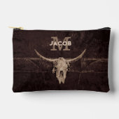 Rustige Westerne bruine beige Old Bull Skull Monog Etui (Voorkant)