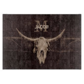 Rustige Westerne bruine beige Old Bull Skull Monog Snijplank (Voorkant)