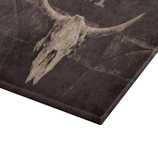 Rustige Westerne bruine beige Old Bull Skull Monog Snijplank (Hoek)