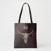 Rustige Westerne bruine beige Old Bull Skull Monog Tote Bag (Voorkant)