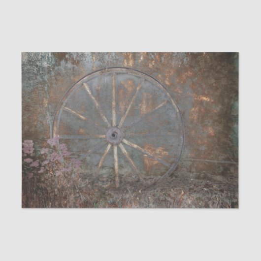 Rustige Westerne  bruine grauwe wiel Tissuepapier (Voorkant)