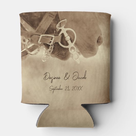 Rustige Westerne bruine paardenweddenschap Blikjeskoeler (Achterkant)