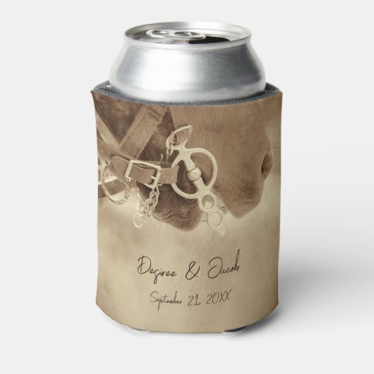 Rustige Westerne bruine paardenweddenschap Blikjeskoeler (Blikje Achterkant)