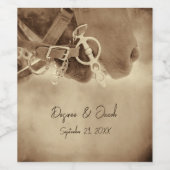 Rustige Westerne bruine paardenweddenschap Wijn Etiket (Enkel label)