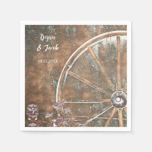 Rustige Westerne  bruine Wagon Wheel Servet (Voorkant)