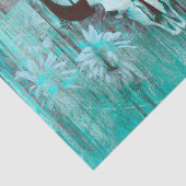 Rustige Westerne Bull Skull Blauwgroen Boho Sunflo Tissuepapier (Detail)