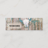 Rustige Westerne Bull Skull Blauwgroen bruine text Contactkaartje (Voorkant)