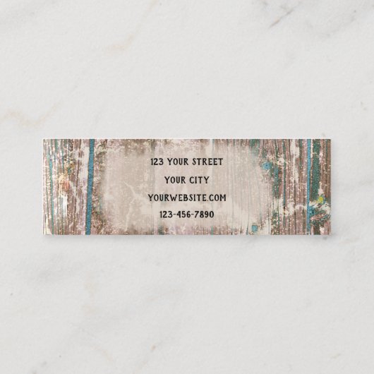 Rustige Westerne Bull Skull Blauwgroen bruine text Contactkaartje (Achterkant)