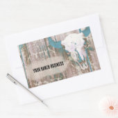 Rustige Westerne Bull Skull Blauwgroen bruine text Rechthoekige Sticker (Envelop)