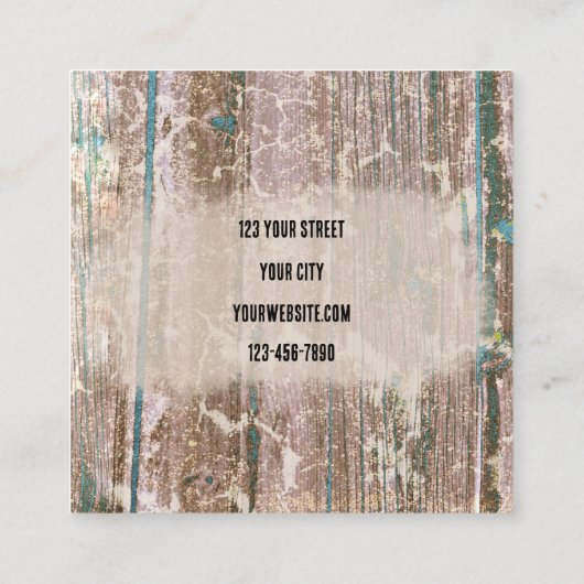 Rustige Westerne Bull Skull Blauwgroen bruine text Vierkante Visitekaartje (Achterkant)