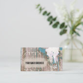 Rustige Westerne Bull Skull Blauwgroen bruine text Visitekaartje (Staand voorkant)