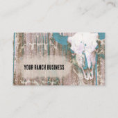 Rustige Westerne Bull Skull Blauwgroen bruine text Visitekaartje (Voorkant)
