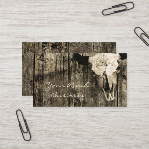 Rustige Westerne bull Skull Brown Barn Visitekaartje